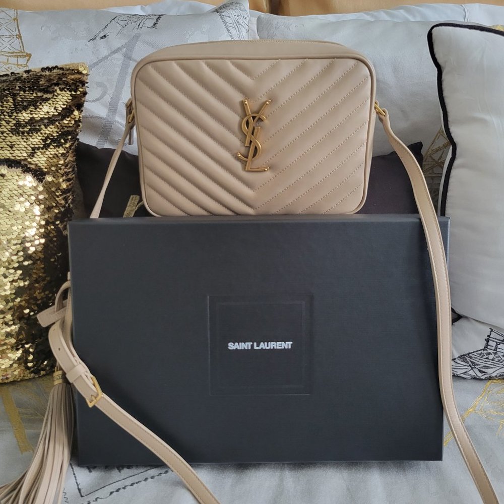 YSL Saint Laurent Beige Lou Camera Bag Quilted Leather Monogramme 100% AUTHENTIC